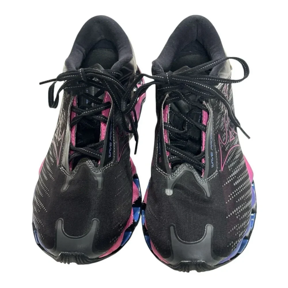 Mizuno Wave Prophecy 12 Womens Running Shoes Black Pink Blue J1GD230024 Size 8.5